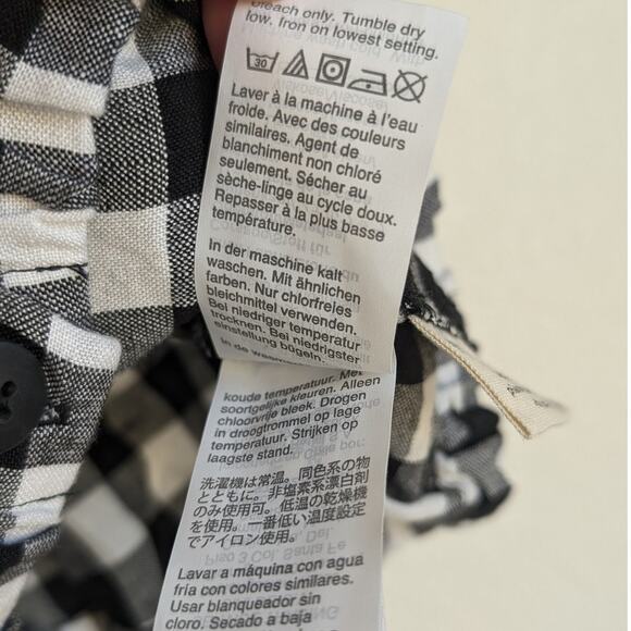 NWT Madewell Linen Puff-Sleeve Button-Front Crop Top in Gingham Check, sz XS - Picture 8 of 8